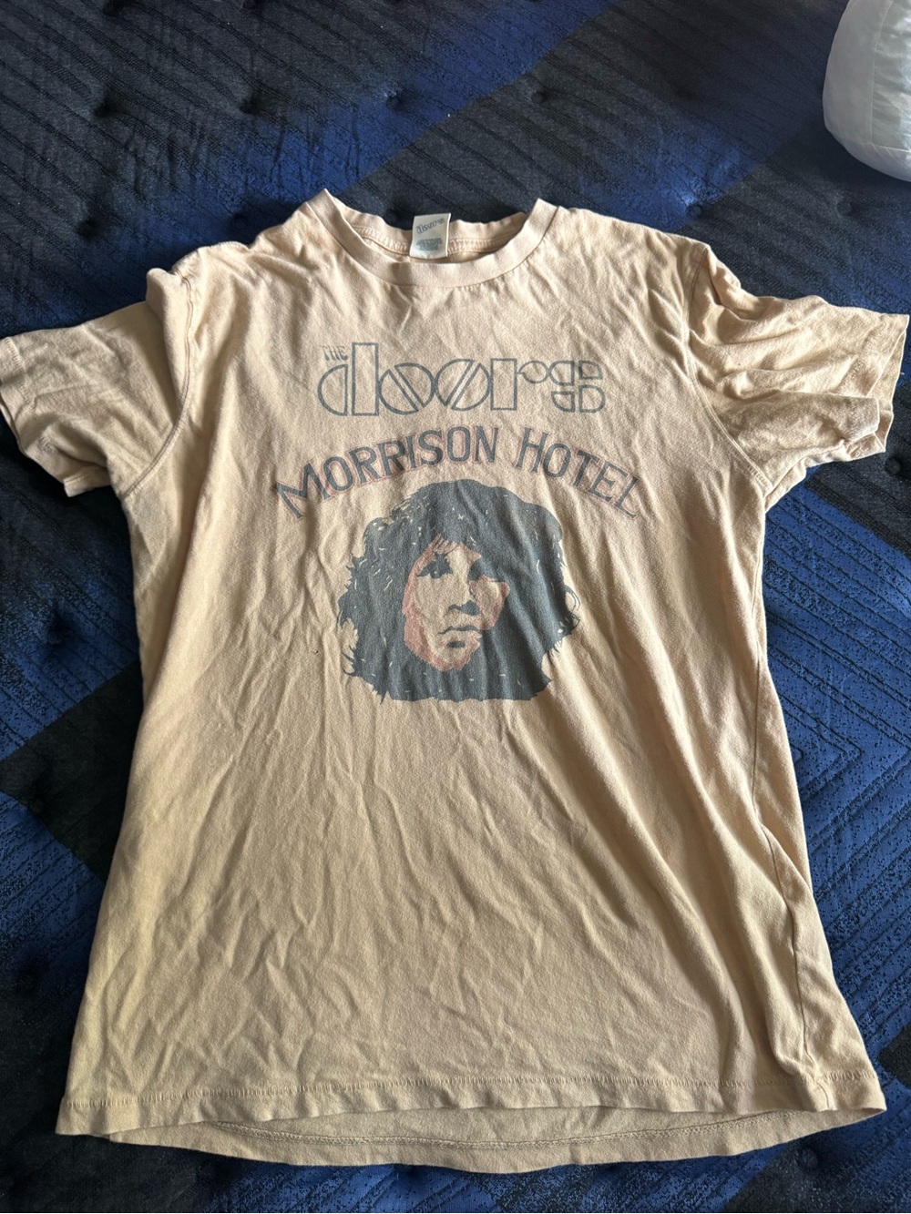 American Eagle Outfitters Beige Band Tee with Faded Graphic